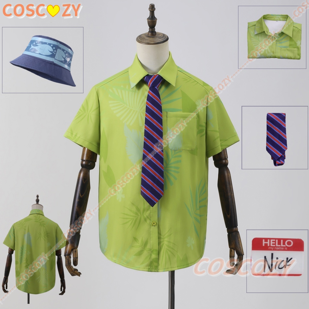 Anime Cosplay Name - Cartoon Nick Wilde Cosplay Grün Bedrucktes